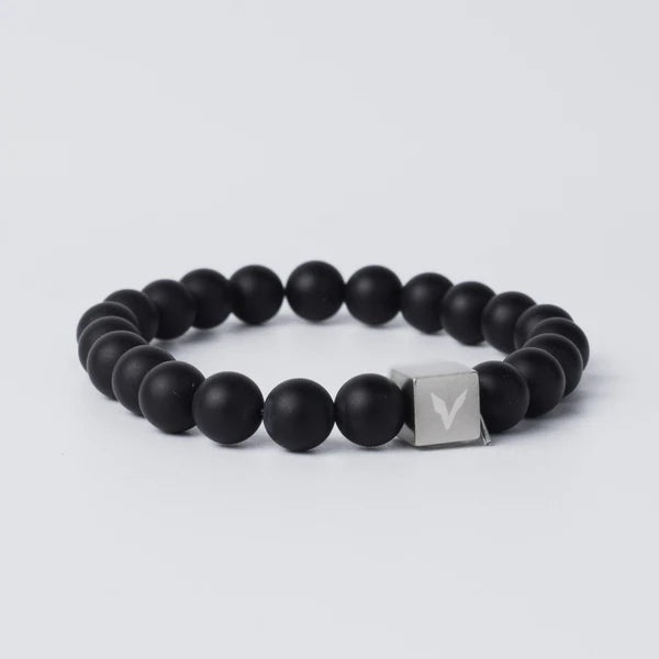 MATTE BLACK AGATE STONE BRACELET