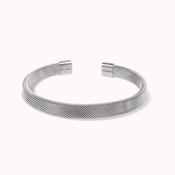 MESH CUFF BRACELET - SILVER - 9MM
