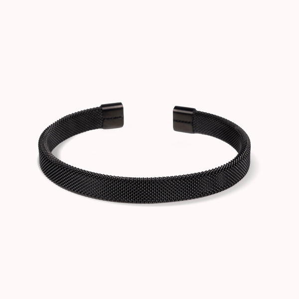 MESH CUFF BRACELET - BLACK - 9MM