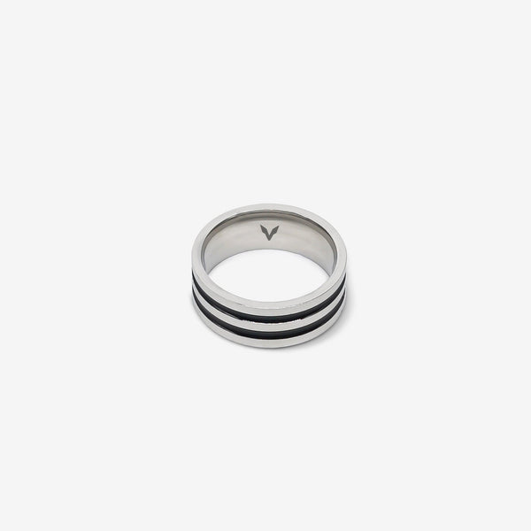 SOLID DOUBLE STRIPED RING - SILVER