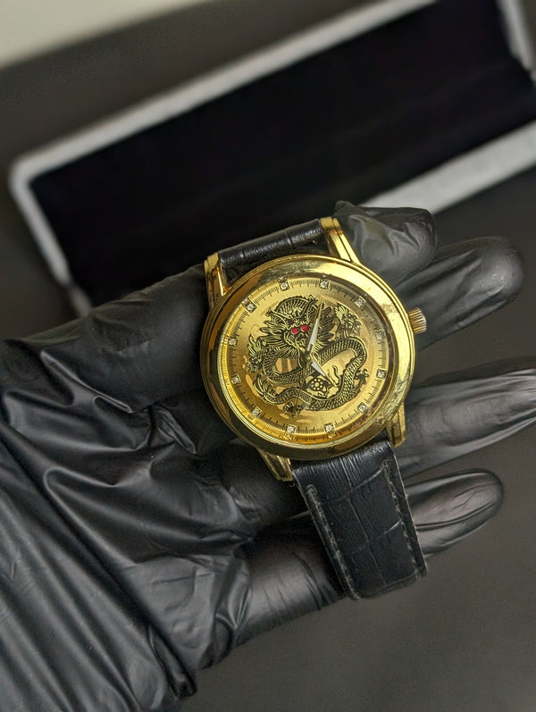 Men’s Black Dragon Watch – Gold Edition
